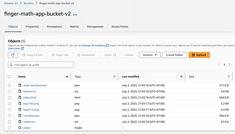 Upload build files to S3 bucket