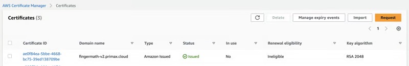 Request certificate with AWS Certificate Manager