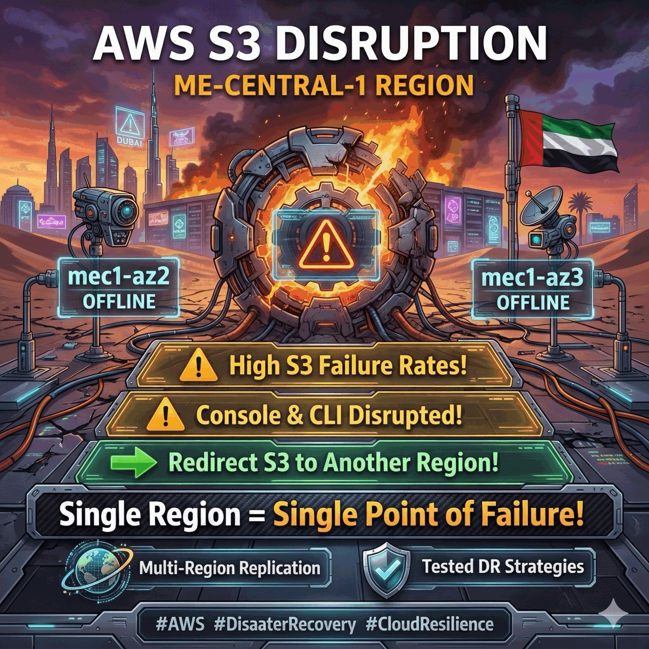 AWS S3 Disruption — ME-CENTRAL-1: Two AZs Down, Lessons for Everyone