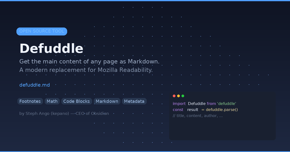 Defuddle — Get the Main Content of Any Page as Markdown